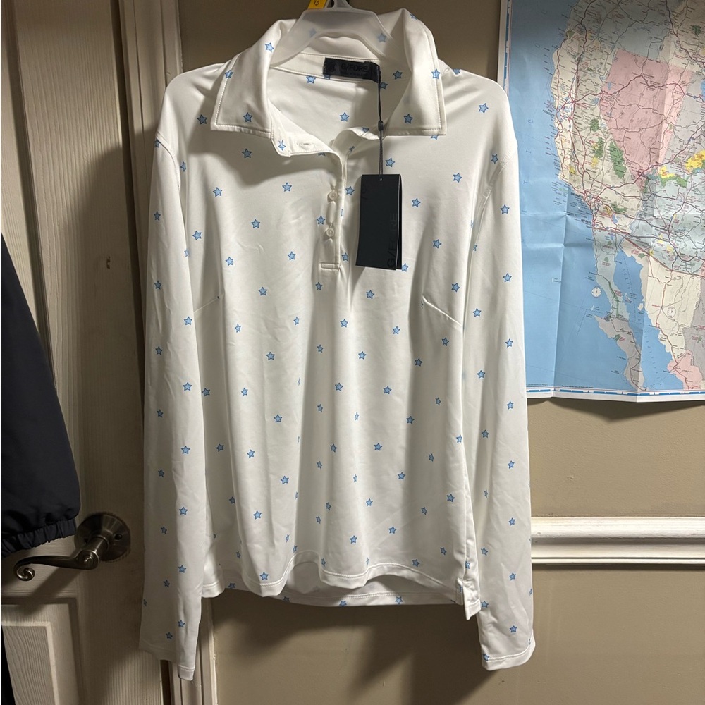 G/FORE Polo in White with Blue Star Accents